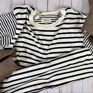 SOLD | madewell + stripe mix easy crop tee